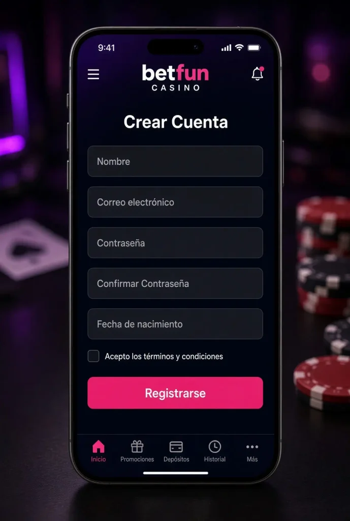 Registro y verificación de la cuenta Betfun